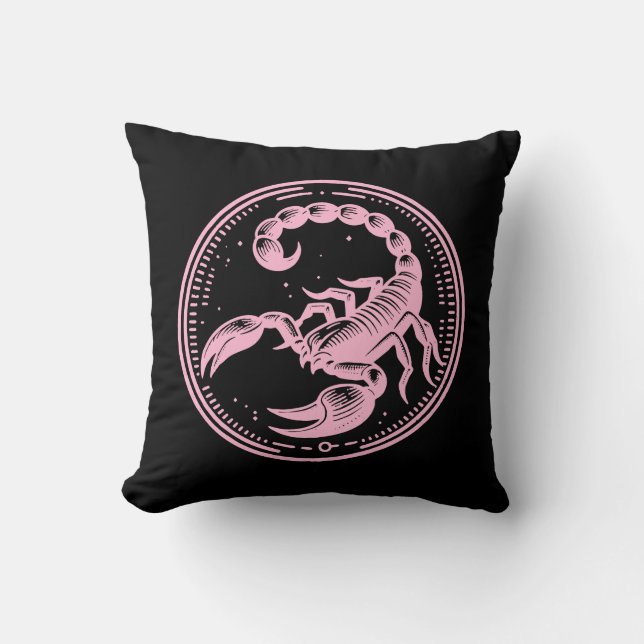 Pink Scorpion Astrology Zodiac Sign Scorpio Cushion (Front)