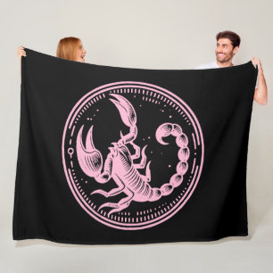 Pink Scorpion Astrology Zodiac Sign Scorpio Fleece Blanket