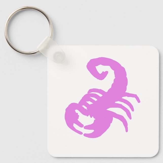 Pink Scorpion Zodiac Keychain – Soft Cosmic Style (Front)