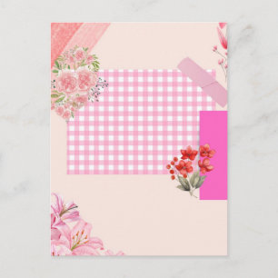 Pink scrapbook paper postcard