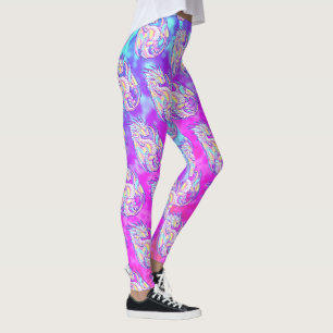 Pink Scribble Cute Girly Dragon Wyvern Inugami Leggings