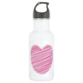 Pink Scribble Heart 532 Ml Water Bottle