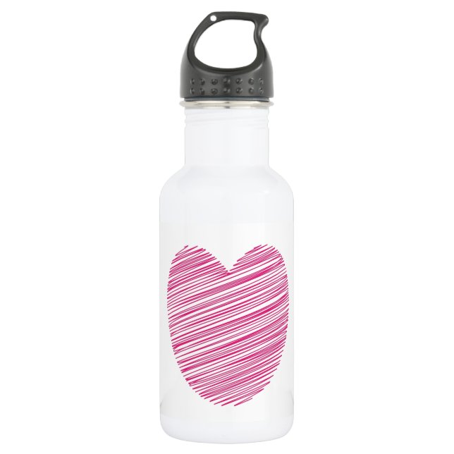 Pink Scribble Heart 532 Ml Water Bottle (Front)