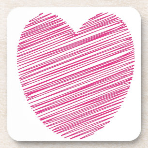 Pink Scribble Heart Coaster