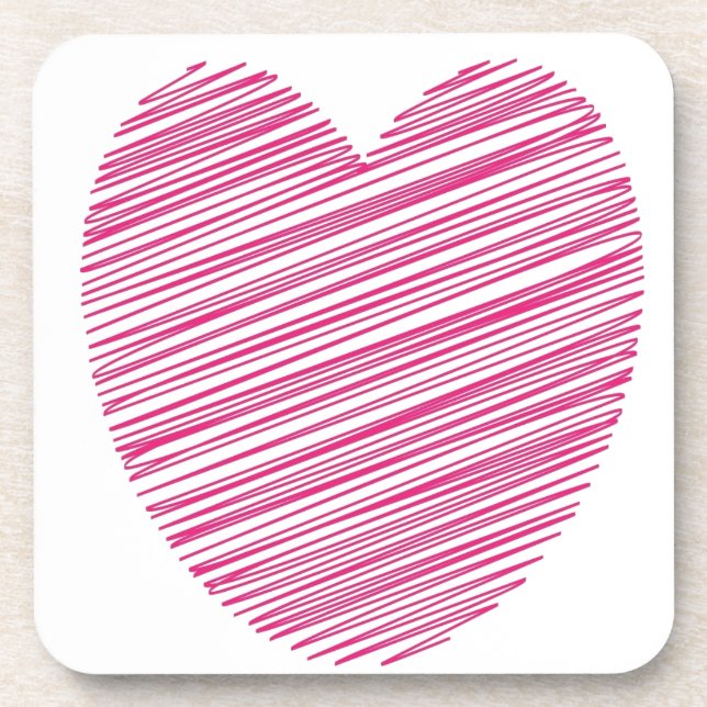 Pink Scribble Heart Coaster (Front)