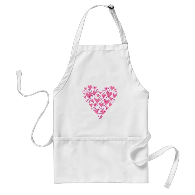 pink scribble heart design standard apron (Front)