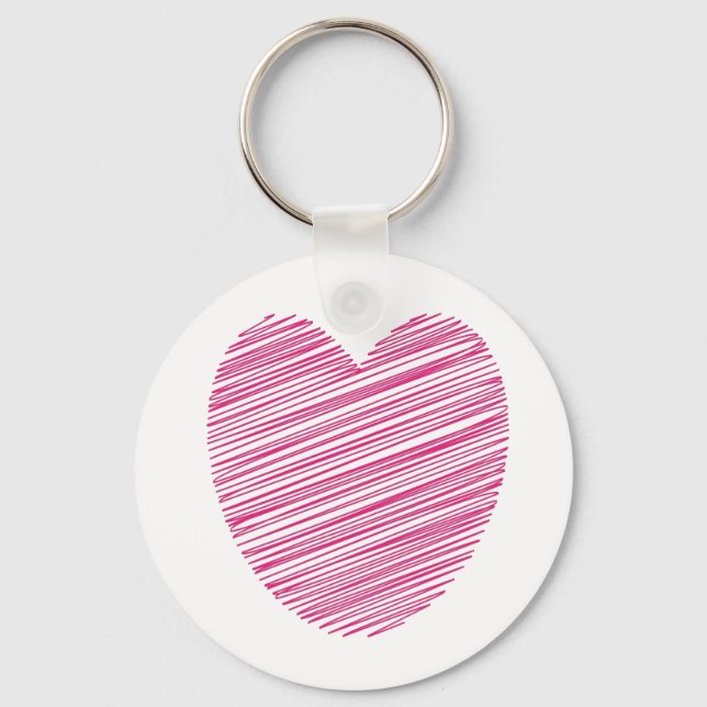 Pink Scribble Heart Key Ring (Front)