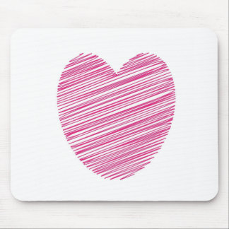 Pink Scribble Heart Mouse Pad