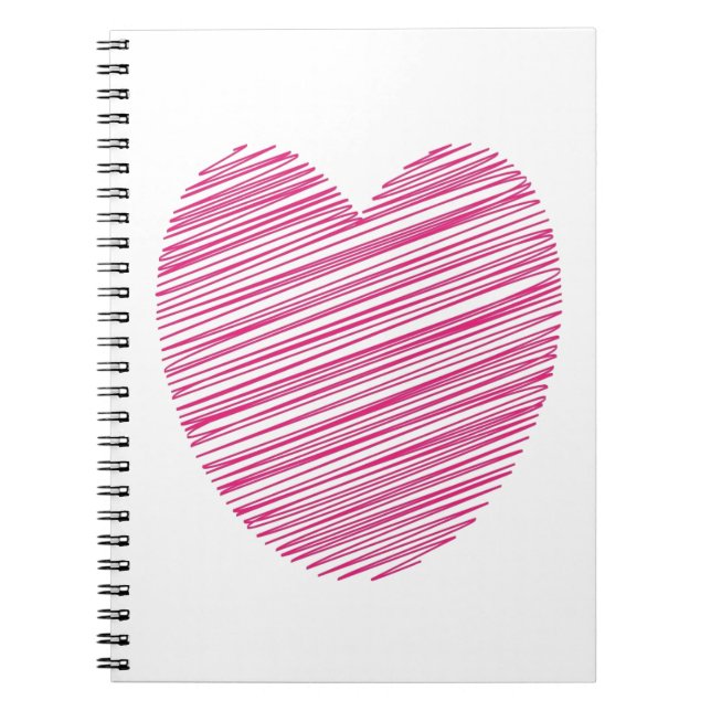Pink Scribble Heart Spiral Notebook (Front)