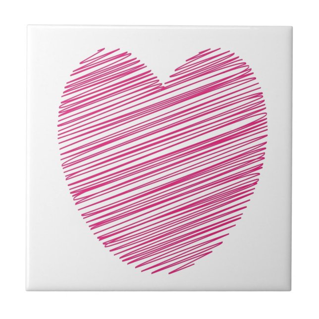 Pink Scribble Heart Tile (Front)