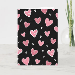 Pink Scribble Hearts Love Card