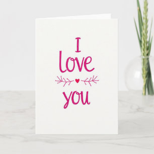 Pink Script Branch Heart I Love You Card