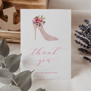 Pink Script Bridal Shower Thank You Card