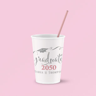 Pink Script Custom Graduation Party  Paper Cups