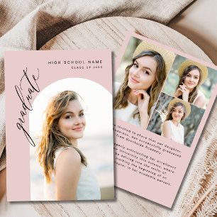 Pink Script Graduate Photo Graduation Invitation
