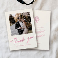 Pink Script Handdrawn Trendy Wedding Photo