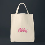 Pink Script Handwriting Fun Trendy Custom Tote Bag<br><div class="desc">Playful and fun - this custom tote bag in the name of your choice adds style to your daily routine. In shades of pink. Personalise it with a name or message to make it uniquely yours. Perfect for custom gifts, bridesmaid gifts, team sports gifts, gifts for the holidays and more....</div>