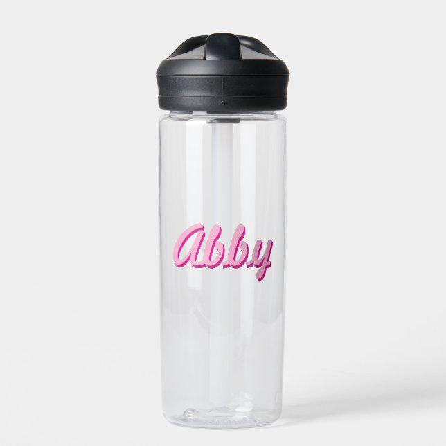 Pink Script Handwriting Fun Trendy Custom Water Bottle (Front)