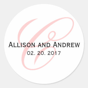 Pink Script Initial C Monogram Wedding Favour Classic Round Sticker