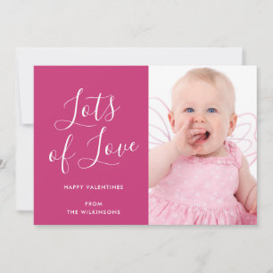 Pink Script Lots of Love Valentine's Photo Card