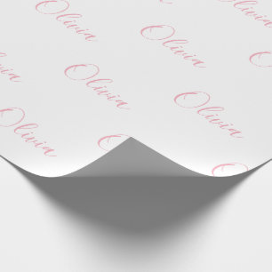 Pink Script Name Girly Elegant Wrapping Paper