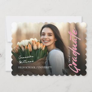 Pink Script Photo Grandmillennial Graduation Invitation