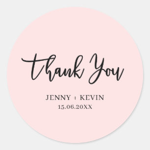 Pink Script Thank you Classic Round Sticker