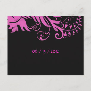 Pink Scrolling Fern RSVP Card