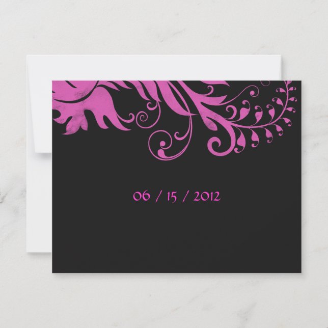 Pink Scrolling Fern RSVP Card (Front)