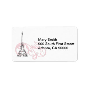 Pink Scrolls and Eiffel Tower Label