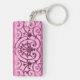 Pink scrollwork pattern key ring