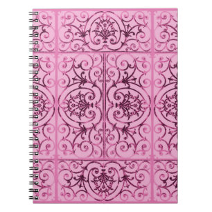 Pink scrollwork pattern notebook