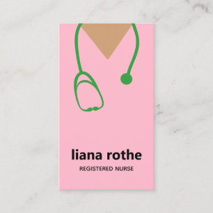 Pink Scrubs and Stethoscope Business Card