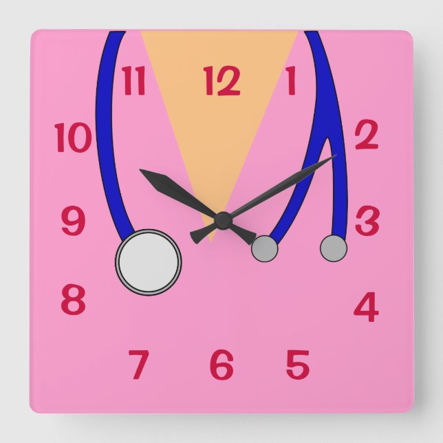 Pink Scrubs and Stethoscope Clock for Nurses Drs (Front)
