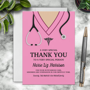Pink Scrubs Nurse Thank You Card