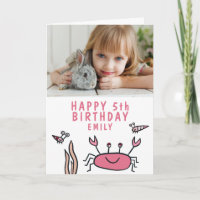 Pink Sea Animals Crab Shell Girl Birthday Photo