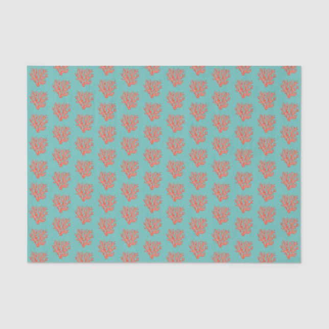 Pink sea coral coastal pattern  tissue paper (Front)