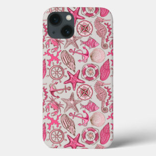 Pink Sea Pattern iPhone 13 Case