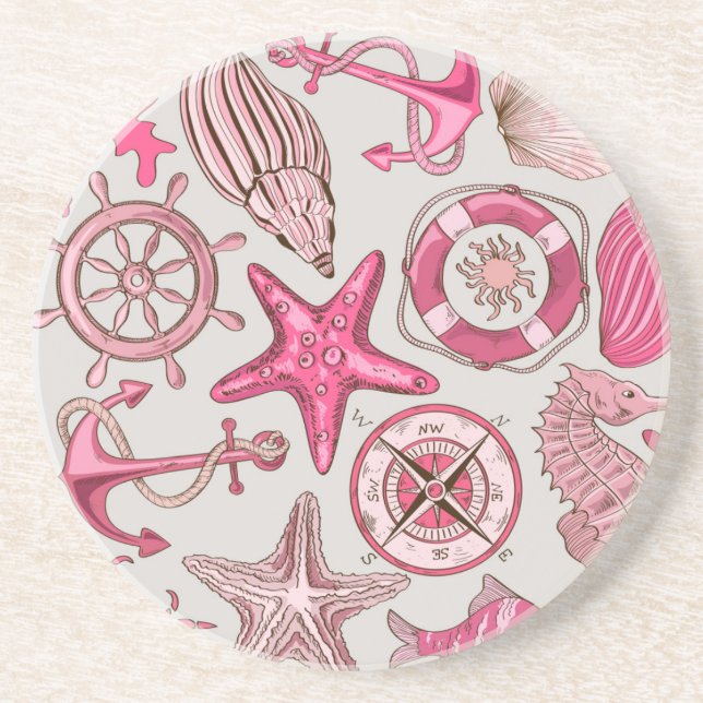 Pink Sea Pattern Coaster (Front)