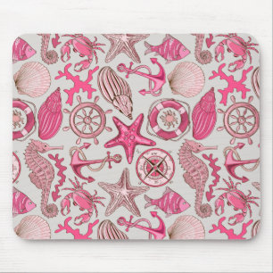 Pink Sea Pattern Mouse Pad