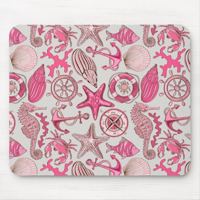 Pink Sea Pattern Mouse Pad (Front)