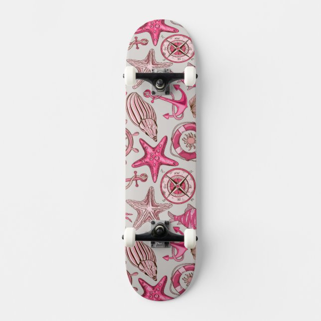 Pink Sea Pattern Skateboard (Front)