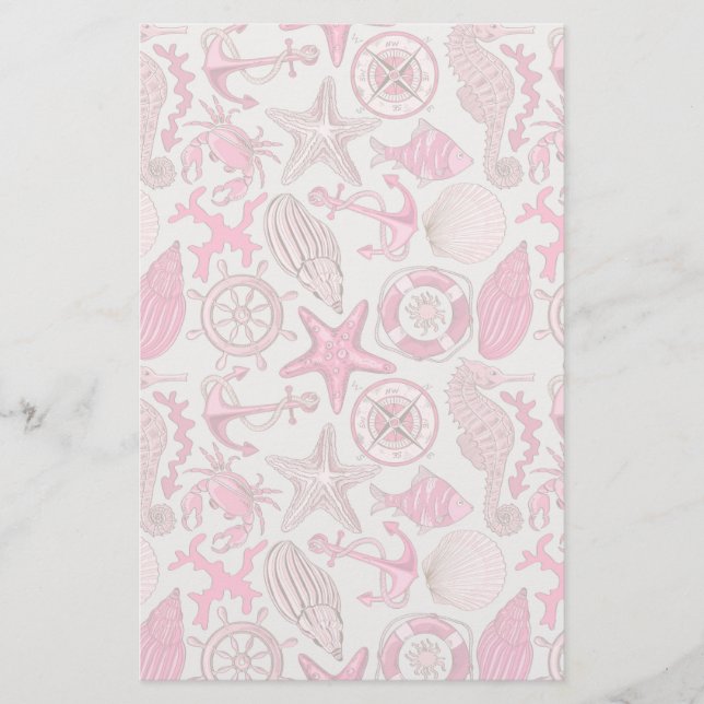 Pink Sea Pattern Stationery (Front)