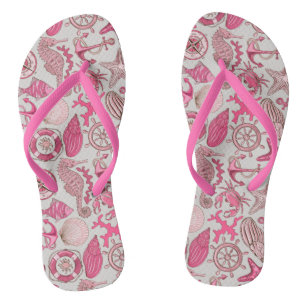 Pink Sea Pattern Thongs