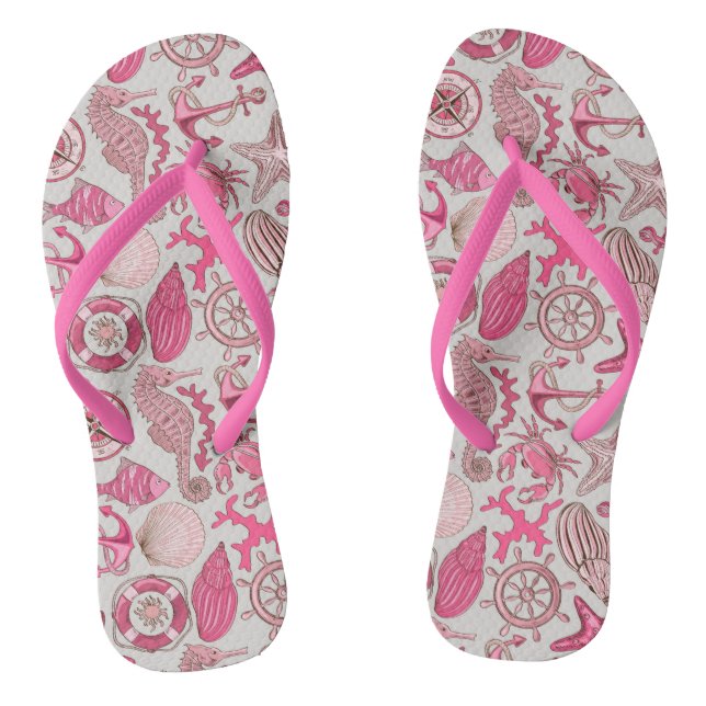Pink Sea Pattern Thongs (Footbed)