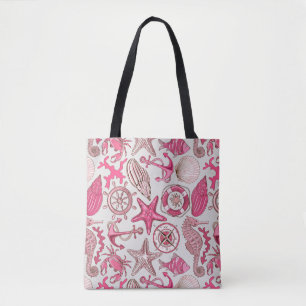 Pink Sea Pattern Tote Bag