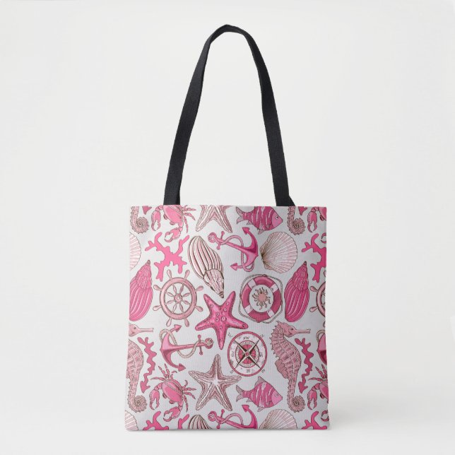 Pink Sea Pattern Tote Bag (Front)