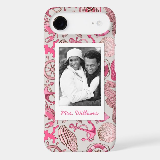 Pink Sea Pattern | Your Photo & Name Case-Mate iPhone Case (Back)