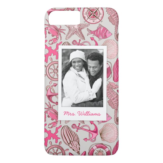Pink Sea Pattern | Your Photo & Name Case-Mate iPhone Case (Back)