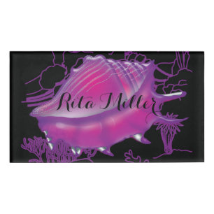 Pink sea shell name tag